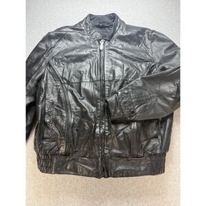 First Gear Womens Leather Biker Motorcycle‎ Jacket Black Riding Vented XL